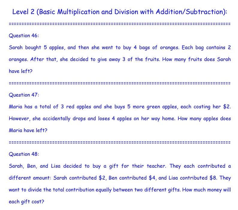 Kids Math Word Problem Worksheets, Instant Download, Printable Addition ...