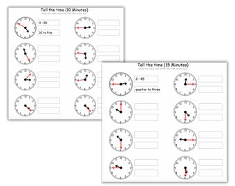 Telling Time Worksheets | Kids Time Learning | Analog Clock and Roman clock - Reading the clock - 280 Worksheets with Instant Download