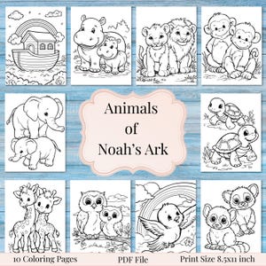 Noah's Ark Coloring Pages: Christian Bible Story Activity (Instant Download)