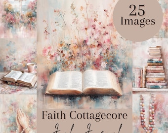 Christian Junk Journal Printables – Cottagecore Faith Ephemera Pages, Bible Journaling Kit, Vintage Devotional Papers, Instant Download
