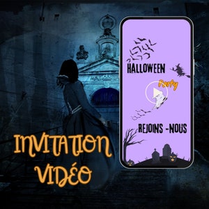 Invitation vidéo Halloween, carte d'invitation digitale, personnalisable, facile