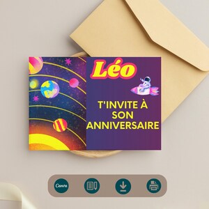 carte d'anniversaire, modèle carte d'invitation pour enfant, personnalisable et imprimable