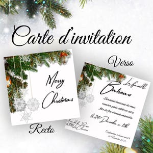 Carte d'invitation pour Noël, modèle de carte à personnaliser pour tes invités, imprimable, facile et à l'infini