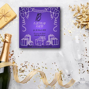 carte 18 ans, carte d'invitation d'anniversaire, modèle personnalisable et imprimable