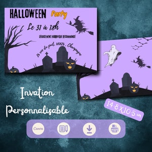 Invitation Halloween, carte d'invitation numérique à imprimer, carte pour invités personnalisable, facile