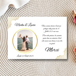 carte de remerciements de mariage numérique, merci pour invités, personnalisable, facile