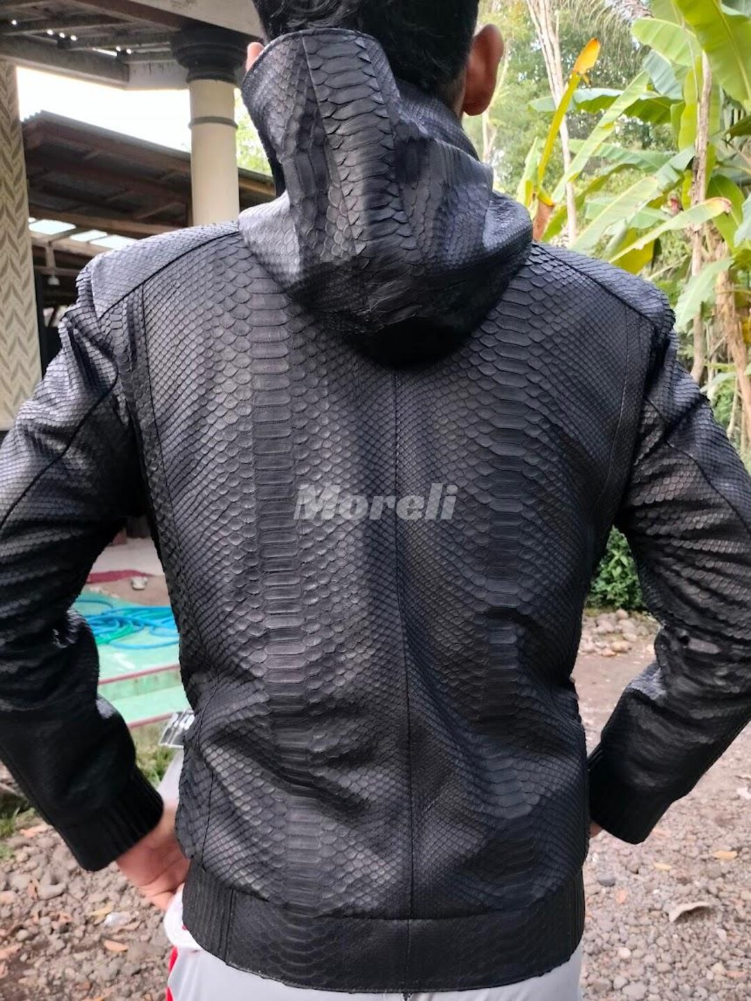 Handcrafted Python Leather Hoodie Jacket – Genuine Snakeskin for ...