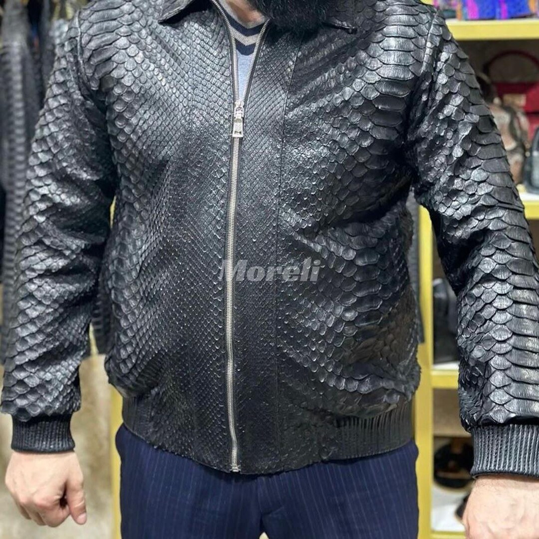 Handcrafted Python Leather Biker Jacket – Luxurious Exotic Skin Jacket ...
