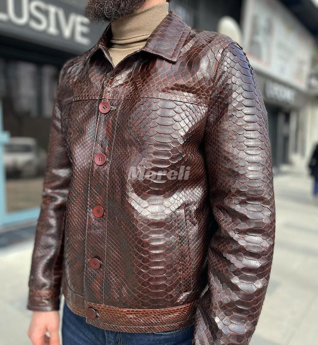 Handcrafted Python Leather Biker Jacket Luxurious Exotic Skin Jacket ...