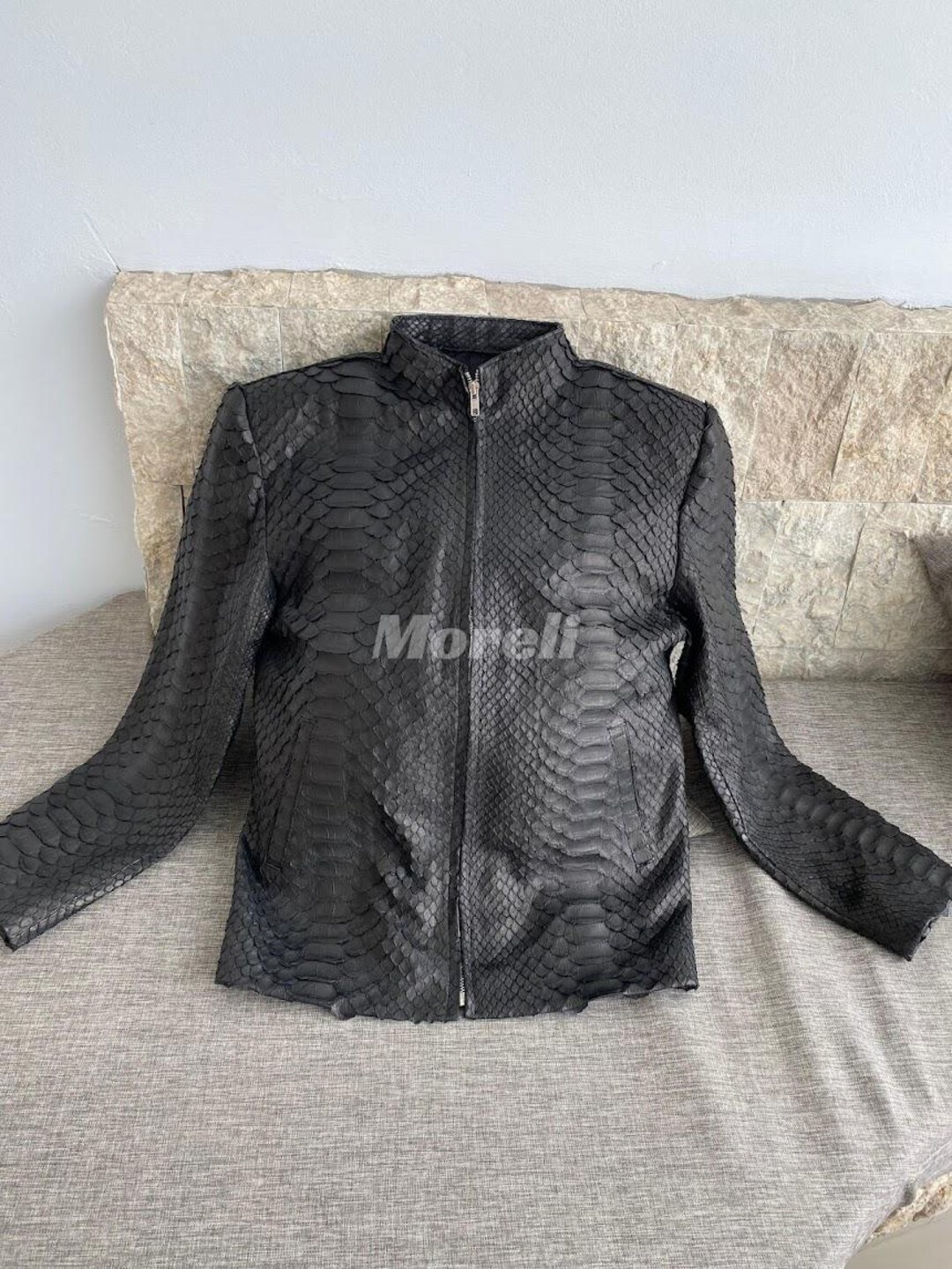 Handcrafted Python Leather Biker Jacket, Men Jacket, Snakeskin Leather ...