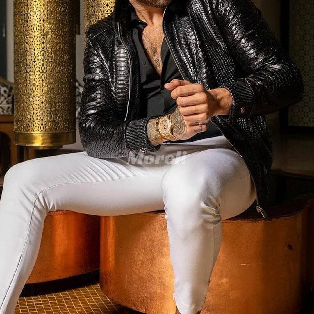 Luxury Handcrafted Python Leather Jacket Sophisticated Snakeskin Design ...