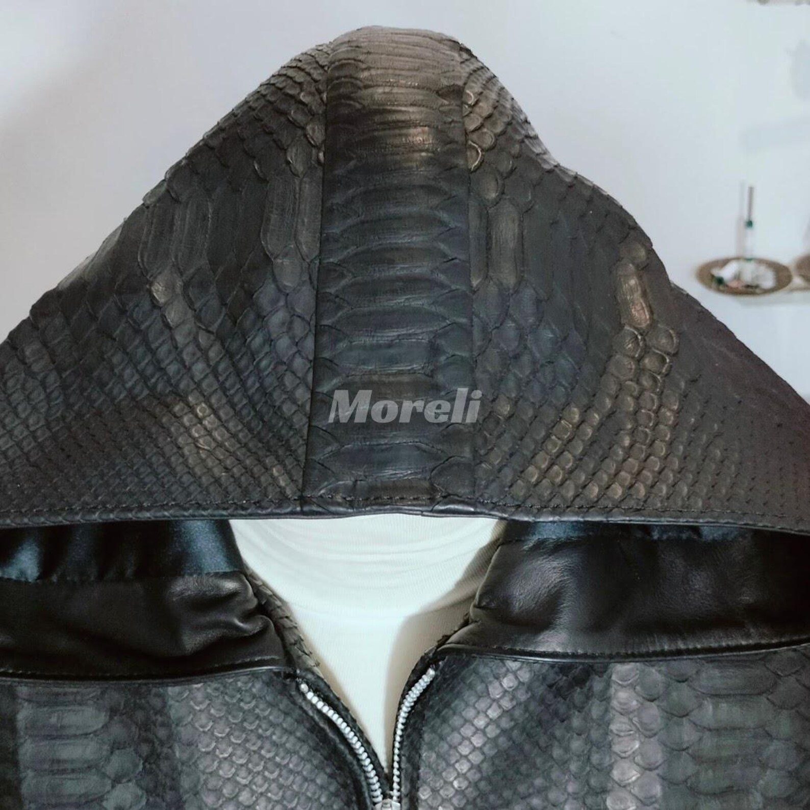 Handcrafted Python Leather Hoodie Jacket – Genuine Snakeskin for ...