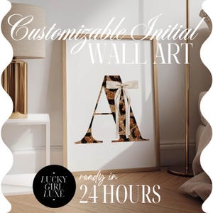 gepersonaliseerde initiaal aangepaste kunst aan de muur slaapzaal decor, luipaardprint kunst aan de muur trendy universiteitsappartement decor, gepersonaliseerd cadeau voor dochter