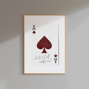 e se tudo der certo impressão de ás de espadas, arte de cartas de baralho, arte de parede retrô, moderna, arte de parede inspiradora, impressão de carta de ás, decoração acima da cama