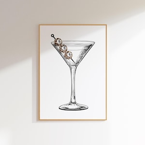 Dirty Martini Print Acht Ball Poster Leopard Wandkunst, Martini Kunst Cocktail Leopard Poster, Cocktail Kunst Martini Poster 8 Ball Druck
