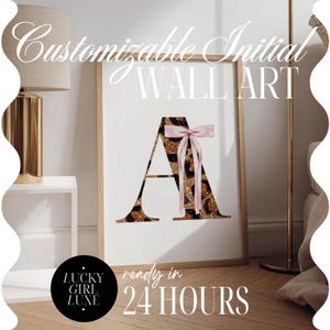 gepersonaliseerde initiaal aangepaste muurkunst slaapzaal decor, luipaardprint kunst aan de muur trendy universiteitsappartement decor, universiteitscadeaus voor tienermeisjes