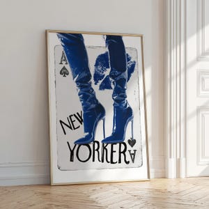 ace of spades grunge poster y2k room decor, navy blue wall art new york print funky home decor, retro wall art cool print dorm room decor