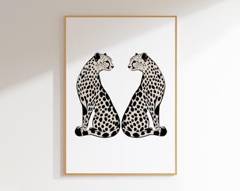 cheetah poster neutral wall print apartment decor aesthetic print cheetah wall art, cheetah print beige wall art prints for dorm room decor