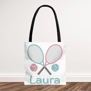 Personalized Girls Tennis Tote Bag, Kids Tennis Bag with Name, Custom Tennis Racket and Ball Bag, Tennis Practice Gear, Girls Sports Tote