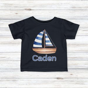 Toddler Boy Sailboat On Green Tee main image 1