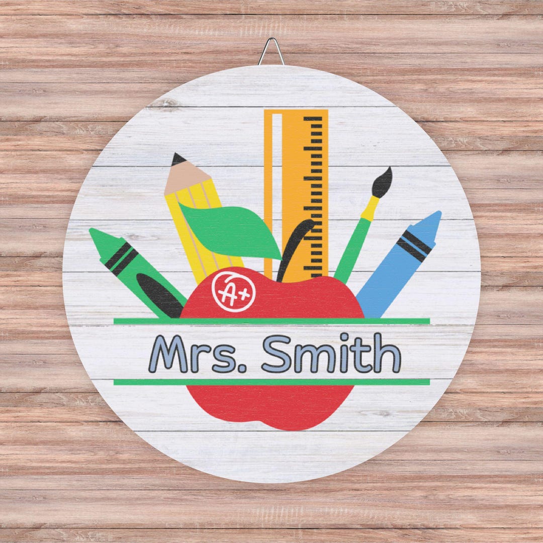 Personalized Teacher Gift, Custom Name and Grade Wood Door Hanger ...