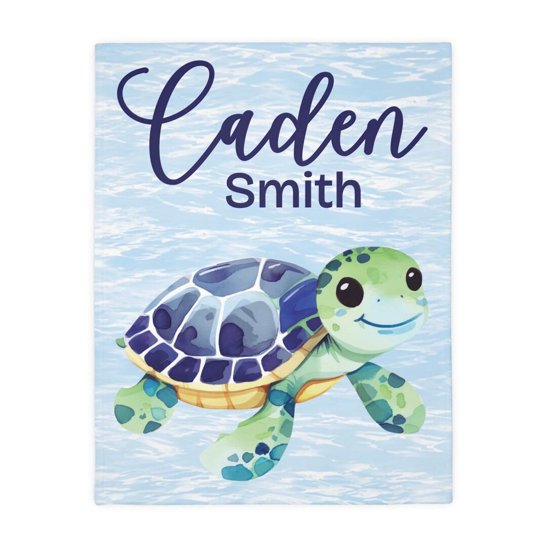 Personalized Sea Turtle Baby Blanket, Custom Under the Sea Nursery ...