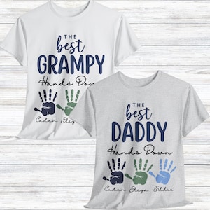 Personalized Dad or Grandad Shirt with Names and Handprints, Custom Father&#39;s Day Gift, Best Daddy or Grandpa Shirt with Kids/Grandkids Names