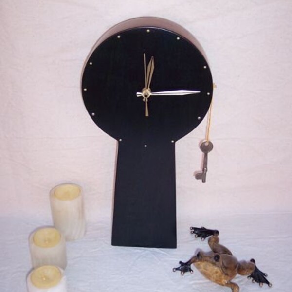 The Midnight Blue and Mahogany Keyhole Clock