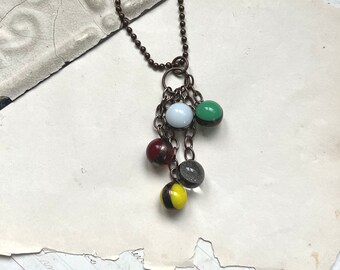 Colors Glass Marble Necklace, Repurposed Jewelry, Upcycled Playground Fun