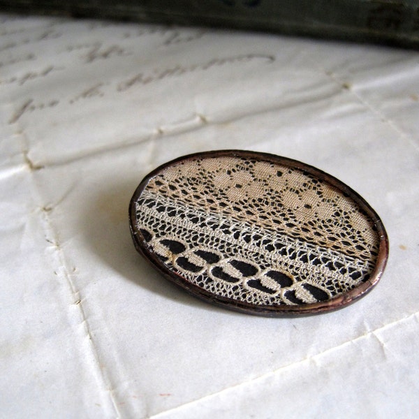 Vintage Lace Oval  Brooch