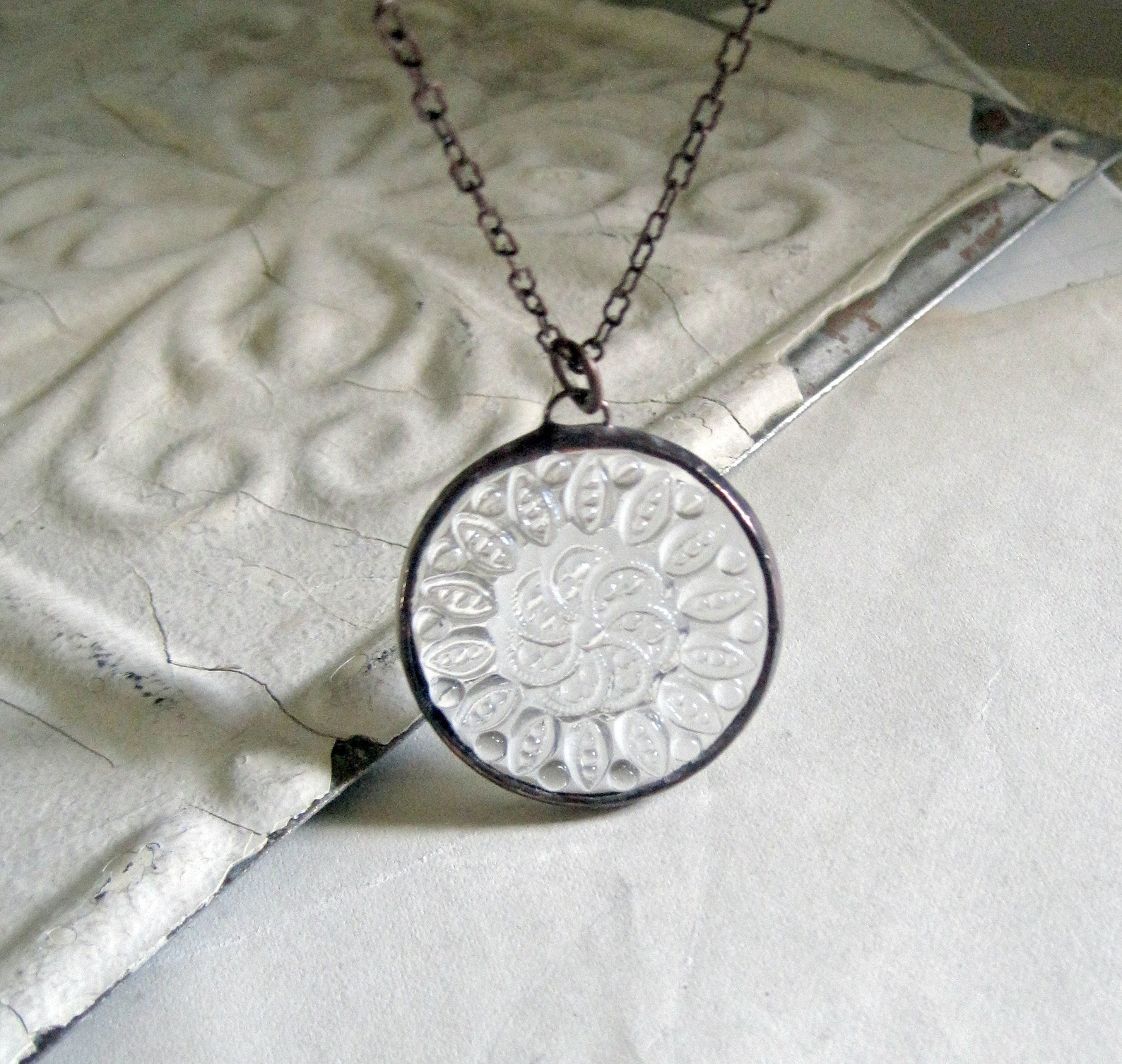 Victorian Glass Jewel Pendant Stained Glass Jewelry Long Etsy