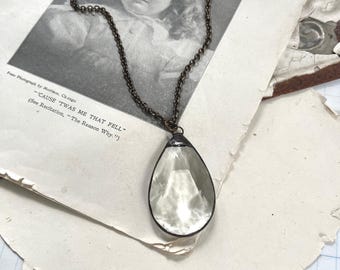 Vintage Chandelier Prism Necklace, Stained Glass Jewelry, Cottagecore