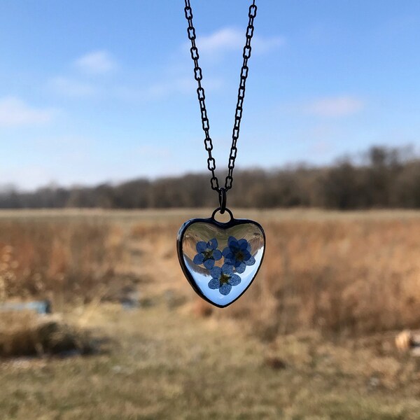 Forget Me Not Pressed Flower Pendant