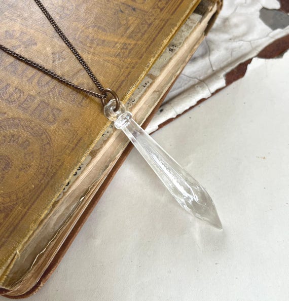Vintage Chandelier Spike Prism Necklace, Under 40 Jewelry Gift