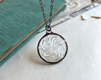 Clear Glass Swirl Necklace Stained Glass Jewelry