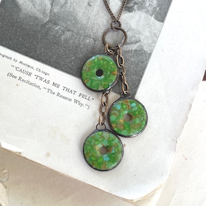 Green Jasper Stone Pendant, Soldered Jewelry, One of a Kind Necklace