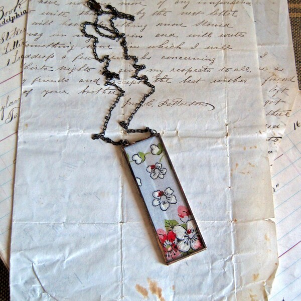 Vintage Hanky Flower Bevel Necklace