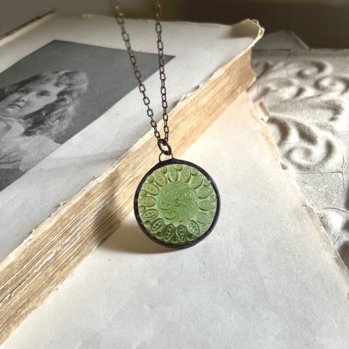 Victorian Glass Pendant, Stained Glass Jewelry