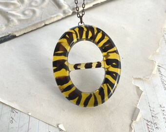 Upcycled Lucite Buckle Pendant, Unique Soldered Jewelry, Statement Necklace, Tortoise Shell