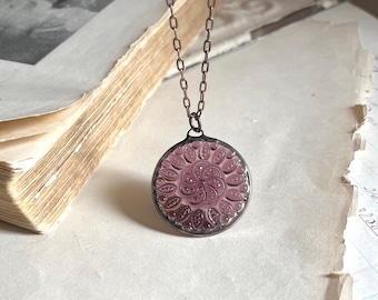 Amethyst Glass Pendant, Stained Glass Jewelry