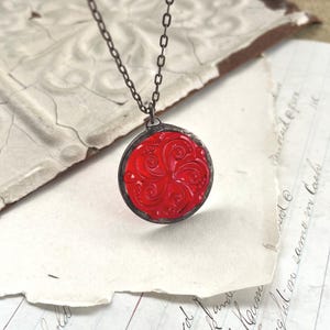 Stained Glass Ruby Red Pendant, Soldered Jewelry, January Birthstone