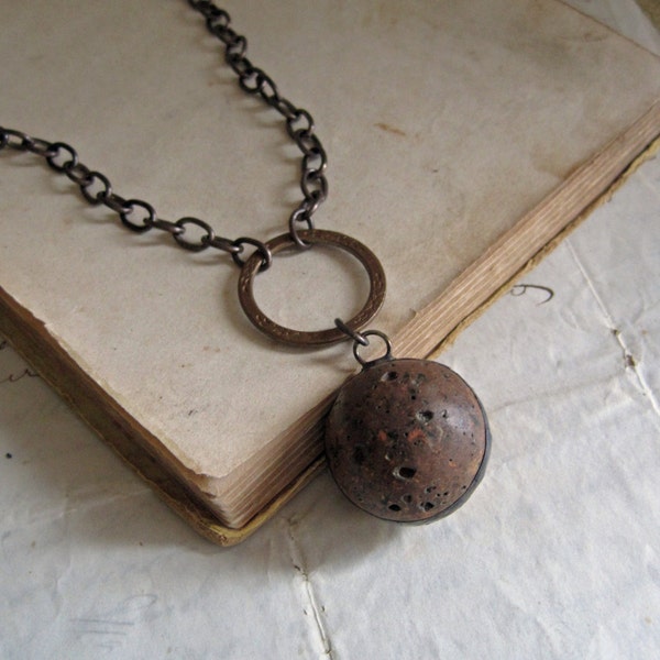 Clay Shooter Marble Necklace Vintage Rustic