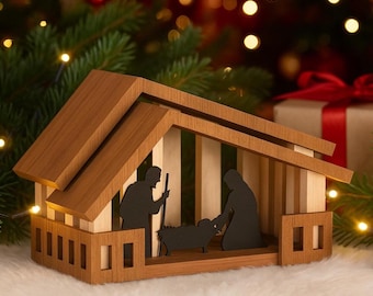 DIY Christmas Decor Nativity Manger Plan: Wooden Stable Building Instructions (Digital PDF Download)