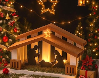 DIY Rustic Nativity Manger Plan: Wooden Stable Building Instructions (Digital PDF Download)