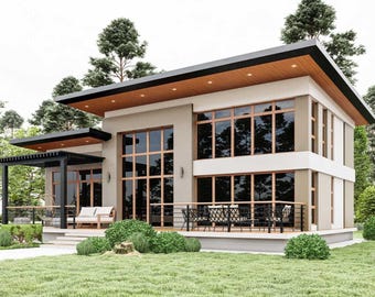 Modern 2-Bedroom House Plan: Architectural, Plumbing & Electrical (AutoCAD File)