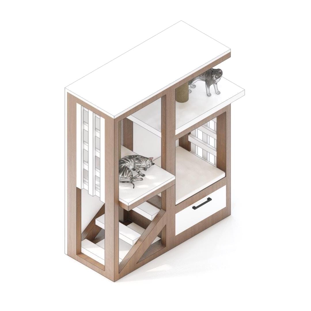 Indoor Diy Pet Playhouse, Indoor Diy Bed for Pets, Multi-level Indoor Pet Bed - Diy Blueprint - Wood Crafts - Easy Step-by-Step Instructions