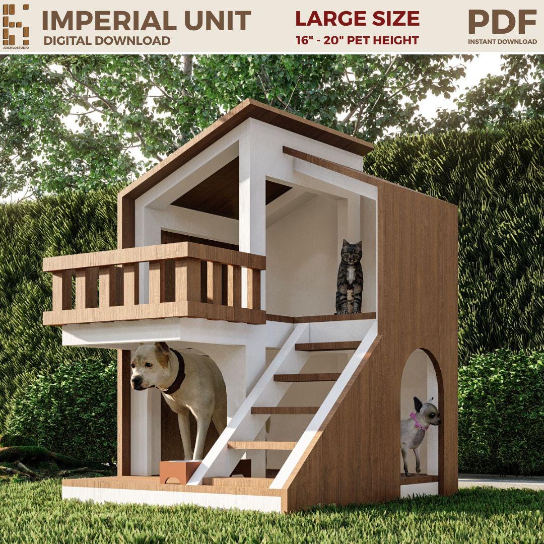 Story Build A Kennel DIY Dog House Plan PDF, Wooden Dog Kennel