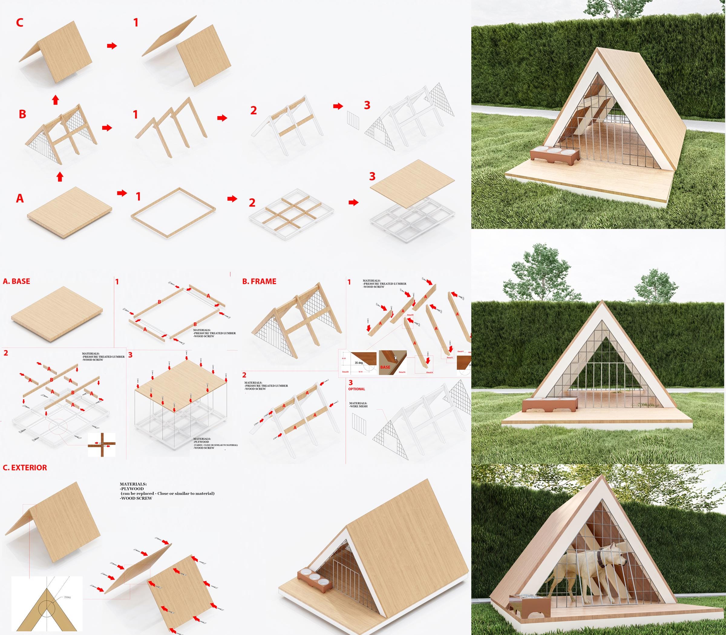 A Frame Dog Kennel Small-medium - Dog House Plan- 1.50meters X 2
