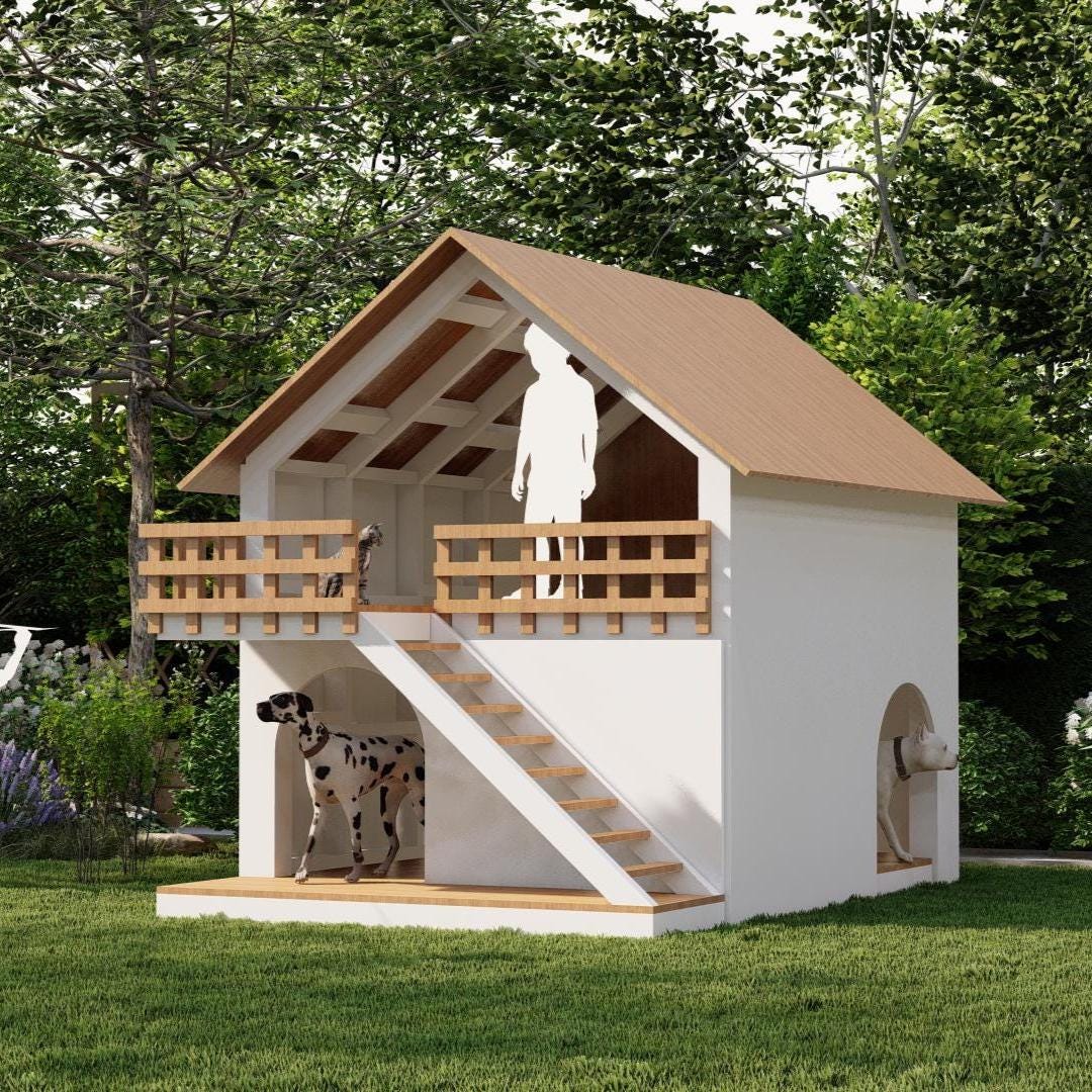 XXLサイズの2階建て犬小屋＆プレイハウス設計図：DIY裏庭要塞（PDF