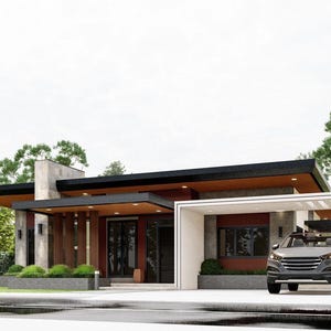 Modern Bungalow House Plan: 3 Bedroom, 2 Bath (8.10 x 12.10 meters) (Digital Download)